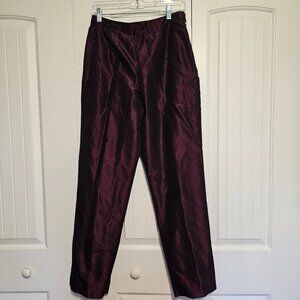Women's Doncaster Silk Iridescent Pants Wine with‎ Black Iridescence Size 10P